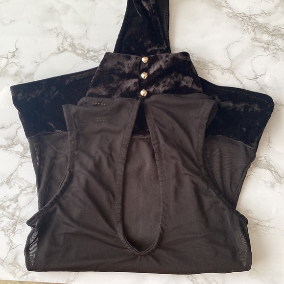 Revamped Velvet Mesh Turtle Neck BodySuit - Picture 4 of 6